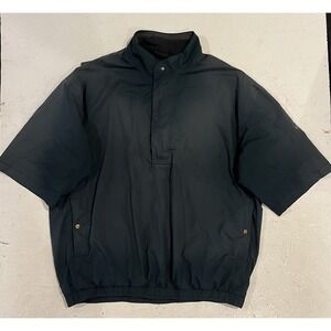 FootJoy DryJoys Golf Pullover Mens XL Green Short Sleeve Windbreaker Rain Faded